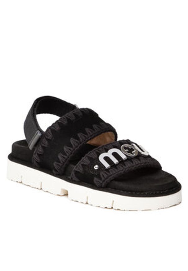 Mou Sandały New Bio Sandal SW461001A Czarny. Kolor: czarny. Materiał: zamsz, skóra