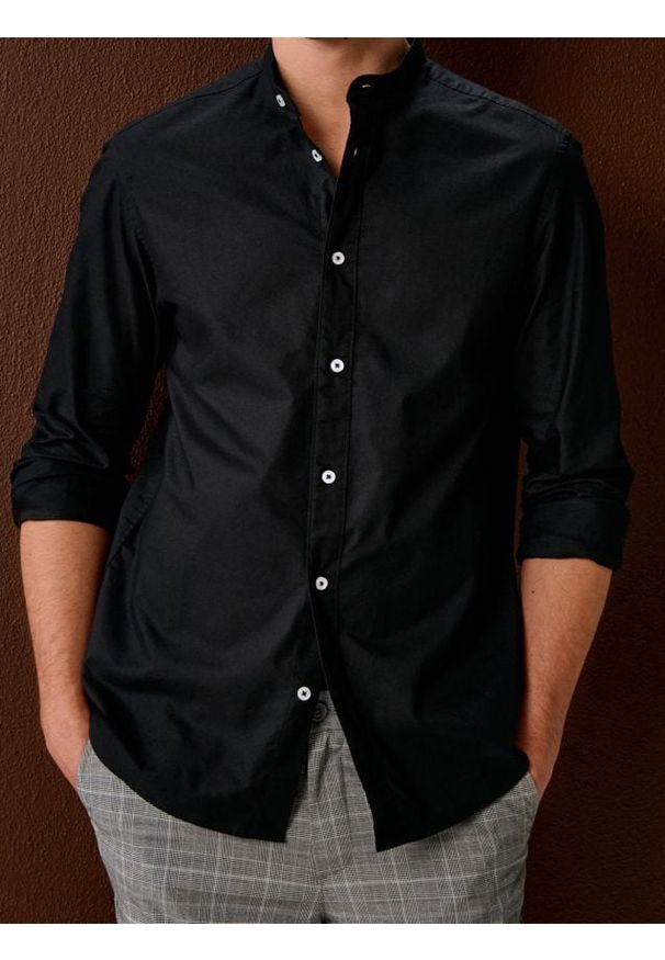 Sinsay - Bawełniana koszula - czarny. Kolor: czarny. Materiał: bawełna