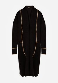 Born2be - Czarny Długi Niezapinany Kardigan Ozdobiony Lamówką Veritusa. Okazja: na co dzień. Kolor: czarny. Materiał: jeans. Długość: długie. Wzór: aplikacja. Styl: klasyczny, casual #5