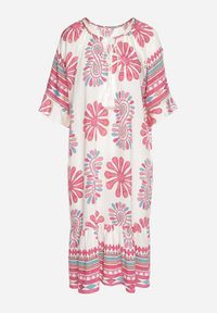 Born2be - Różowa Wiskozowa Sukienka Pudełkowa z Abstrakcyjnym Wzorem Reviona. Okazja: na co dzień, na spotkanie biznesowe. Kolor: różowy. Materiał: wiskoza. Styl: biznesowy, casual, elegancki #4