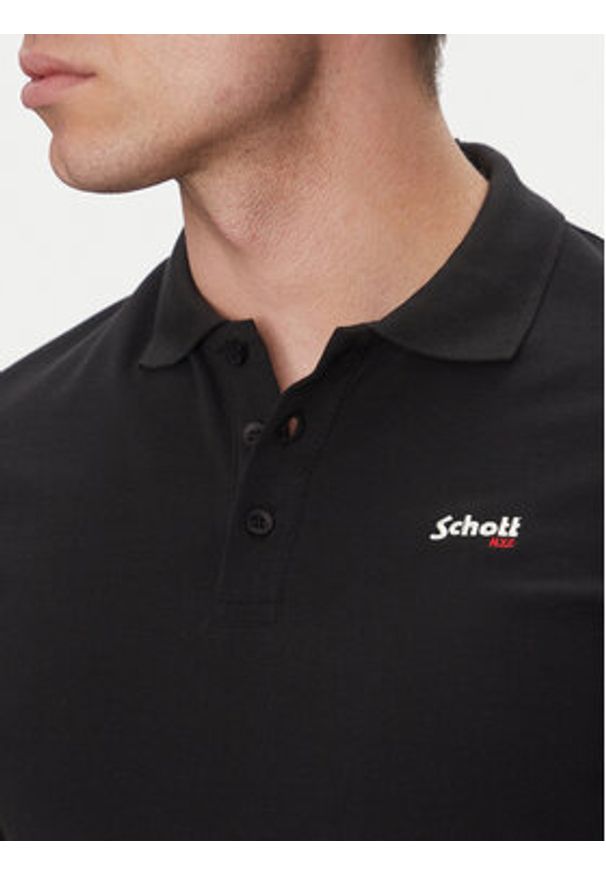 SCHOTT N.Y.C. Polo PSCASUAL Czarny Regular Fit. Typ kołnierza: polo. Kolor: czarny. Materiał: bawełna