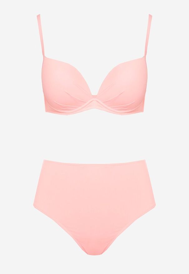 Born2be - Różowe Klasyczne Bikini Majtki Typu Figi i Biustonosz Natinela. Kolor: różowy