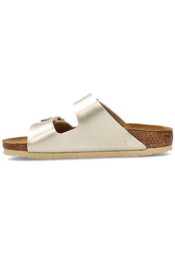 Klapki damskie Birkenstock Arizona. Zapięcie: bez zapięcia. Kolor: żółty. Materiał: materiał. Szerokość cholewki: normalna. Sport: turystyka piesza, pływanie, fitness