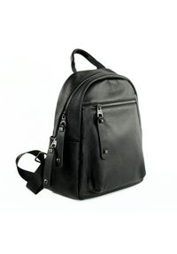 Skórzany plecak damski Solier FV09 Versa czarny. Kolor: czarny. Materiał: skóra. Wzór: aplikacja, paski. Styl: klasyczny, casual, elegancki #1