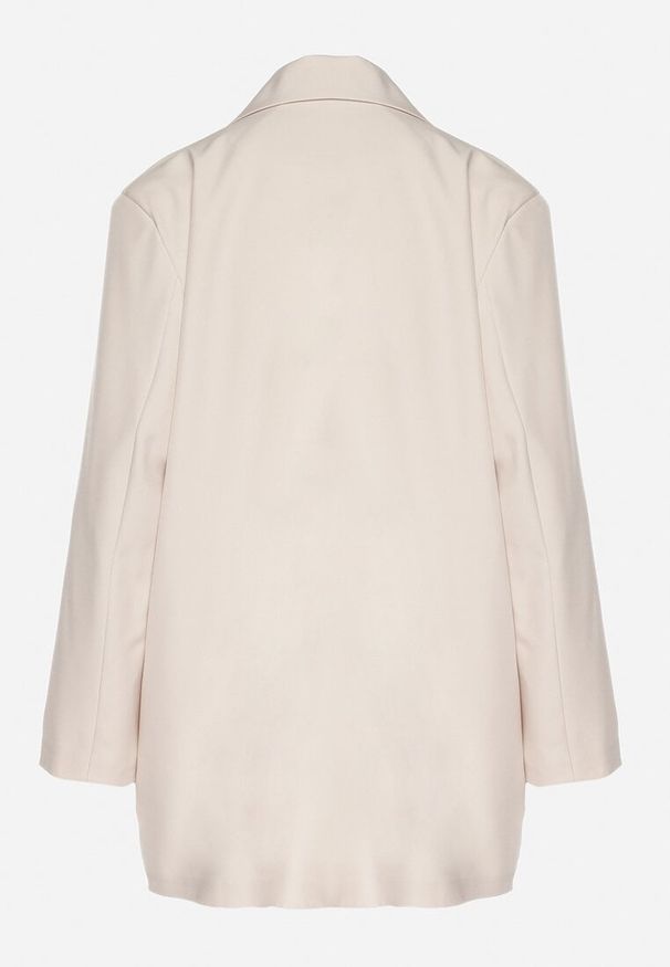 Born2be - Jasnobeżowa Dwurzędowa Marynarka o Pudełkowym Kroju Nilinne. Okazja: na spacer, na co dzień. Kolor: beżowy. Materiał: jeans. Styl: elegancki, casual