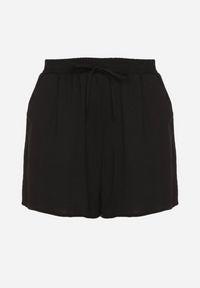 Born2be - Czarne Szorty z Wysokim Stanem i Gumką w Pasie Mevaraia. Stan: podwyższony. Kolekcja: plus size. Kolor: czarny. Sezon: lato. Styl: klasyczny, elegancki