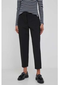 TOMMY HILFIGER - Tommy Hilfiger spodnie damskie kolor czarny proste high waist. Stan: podwyższony. Kolor: czarny #1