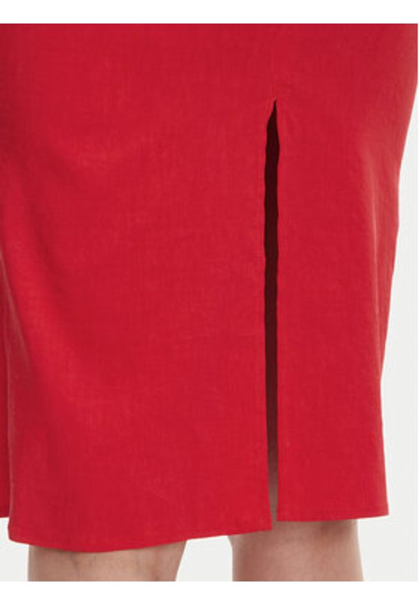 Pinko - PINKO Sukienka koktajlowa 104955 A0IM Czerwony Regular Fit. Kolor: czerwony. Materiał: wiskoza, len. Styl: wizytowy