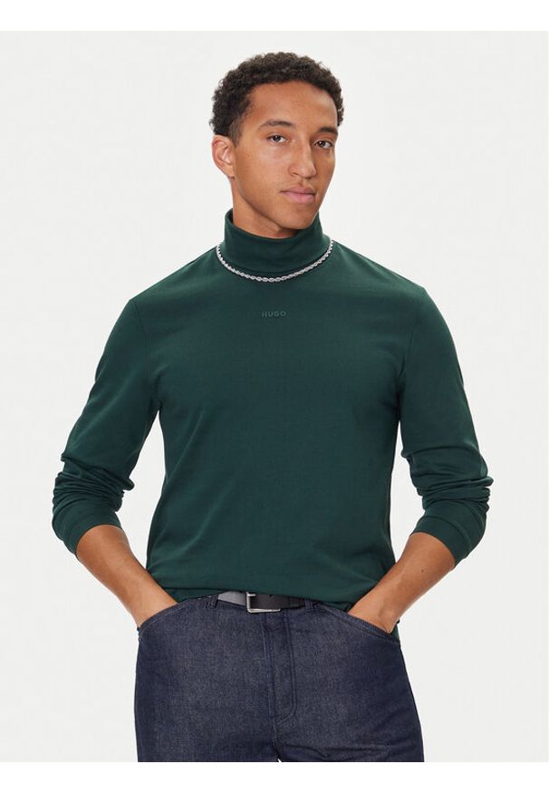 Hugo - HUGO Golf Daporollo 50547372 Zielony Regular Fit. Typ kołnierza: golf. Kolor: zielony. Materiał: bawełna