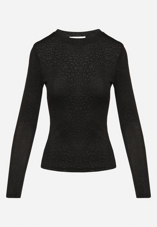 Born2be - Czarna Bluzka z Wiskozą w Panterkowy Wzór Danelis. Okazja: na co dzień. Kolor: czarny. Materiał: wiskoza. Styl: casual, klasyczny, elegancki
