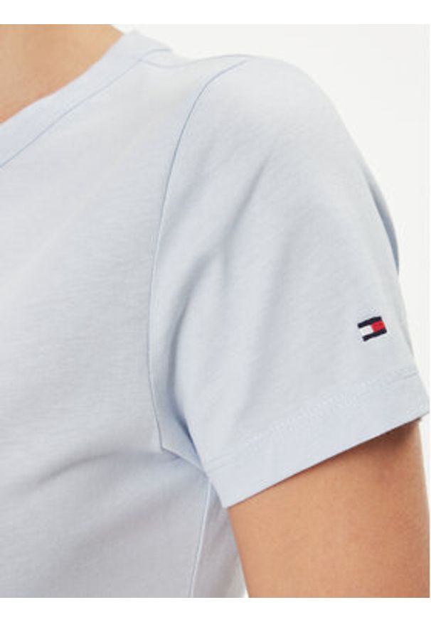 TOMMY HILFIGER - Tommy Hilfiger T-Shirt WW0WW38872 Błękitny Slim Fit. Kolor: niebieski. Materiał: bawełna