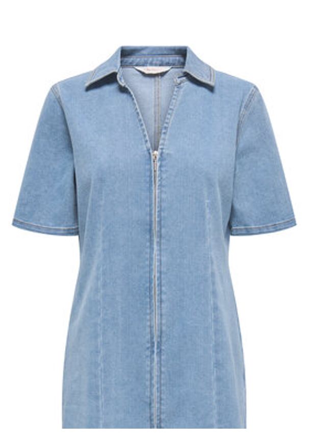 only - ONLY Sukienka jeansowa Frida 15360436 Niebieski Regular Fit. Kolor: niebieski. Materiał: bawełna