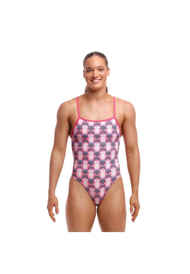 FUNKITA - Strój kąpielowy damski jednoczęściowy na basen plażę Funkita. Kolor: biały, wielokolorowy, różowy