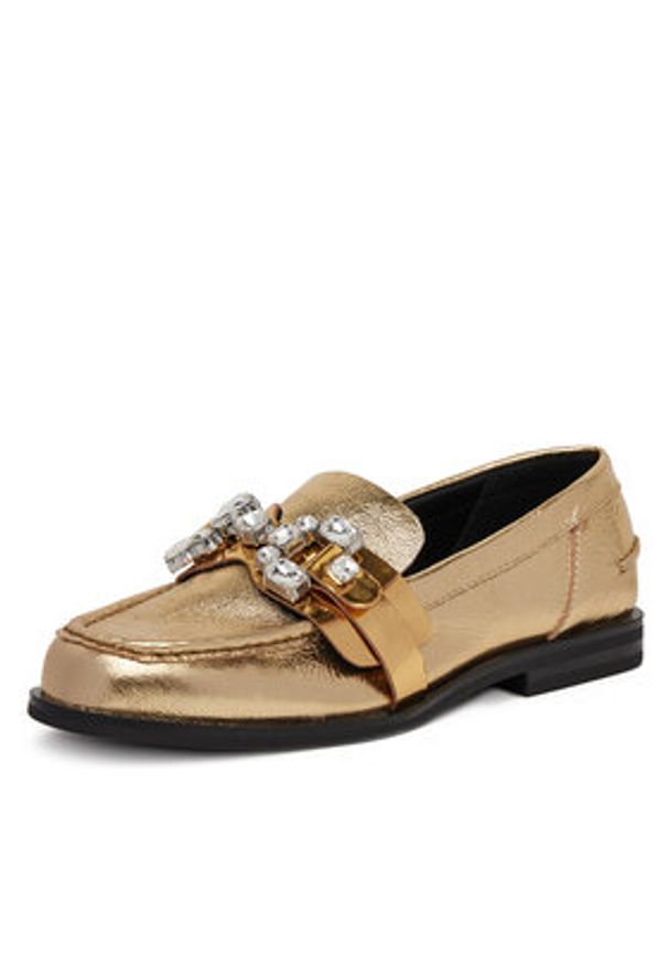 Eva Minge Loafersy AMARYLLIS-V1792B-315 Złoty. Kolor: złoty. Materiał: skóra
