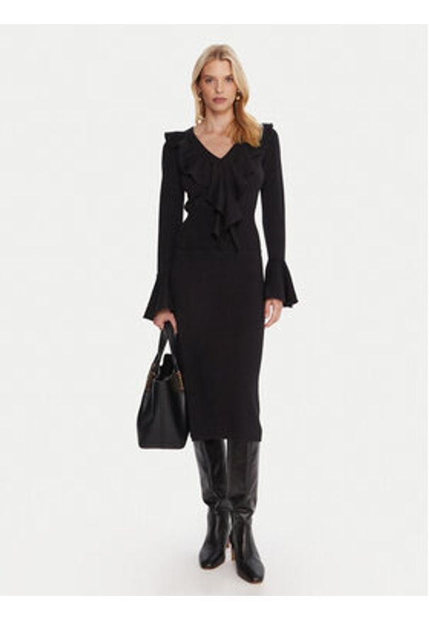 Luisa Spagnoli Sukienka dzianinowa Malimba 100110 Czarny Slim Fit. Kolor: czarny. Materiał: wełna