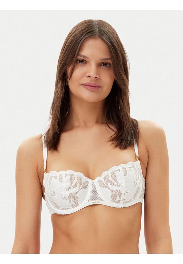 Chantelle Biustonosz balkonetka Fleurs Signature C12Q50 Biały. Kolor: biały. Materiał: syntetyk
