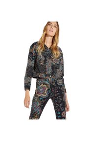 Wrangler - WRANGLER RETRO CROP JACKET DAMSKA KURTKA JEANSOWA PAISLEY W417UV28N 112128794. Materiał: jeans. Wzór: paisley. Styl: retro