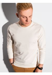 Ombre Clothing - Bluza męska bez kaptura B1153 - kremowa - XXL. Typ kołnierza: bez kaptura. Kolor: kremowy. Materiał: poliester, jeans, bawełna. Styl: klasyczny, elegancki