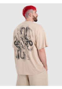 4f - 4F T-shirt oversize z nadrukiem męski 4F x Tomasz Fornal - beżowy S. Kolor: beżowy. Materiał: materiał, dzianina. Wzór: nadruk. Styl: street