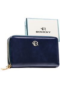ROVICKY - Granatowy portfel-piórnik damski ze skóry ekologicznej zamykany suwakiem - Rovicky. Kolor: niebieski. Materiał: skóra ekologiczna #1