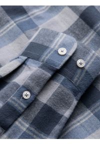 Ombre Clothing - Flanelowa koszula męska w kratę - niebiesko-szara V1. Kolor: szary. Materiał: bawełna. Styl: klasyczny #7