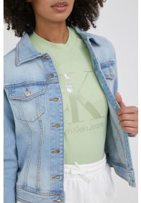 United Colors of Benetton kurtka jeansowa damska przejściowa. Okazja: na co dzień. Kolor: niebieski. Materiał: jeans. Styl: casual
