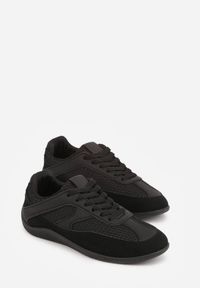 Renee - Czarne Sneakersy z Geometrycznym Wzorem Elrineth. Kolor: czarny. Materiał: prążkowany, jeans. Wzór: geometria #8