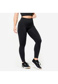 DOMYOS - Legginsy do treningu siłowego damskie Domyos seamless. Kolor: czarny, szary, wielokolorowy. Materiał: materiał, poliamid, poliester, elastan. Sport: fitness