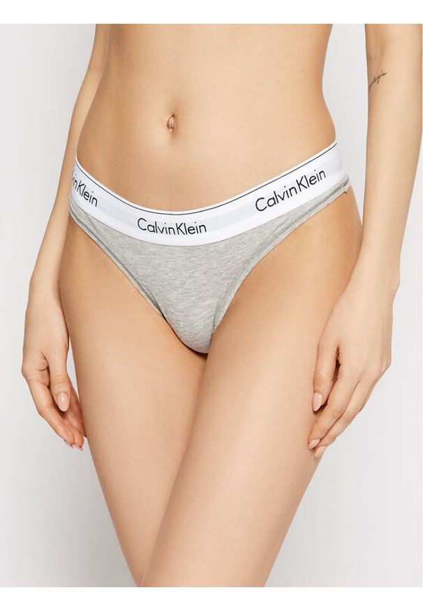 Calvin Klein Underwear Stringi 0000F3786E Szary. Kolor: szary. Materiał: bawełna