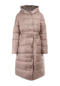 Born2be - Beżowa Kurtka Eidon. Okazja: na co dzień. Kolor: beżowy. Długość: długie. Wzór: geometria, aplikacja. Sezon: zima. Styl: casual, elegancki #3