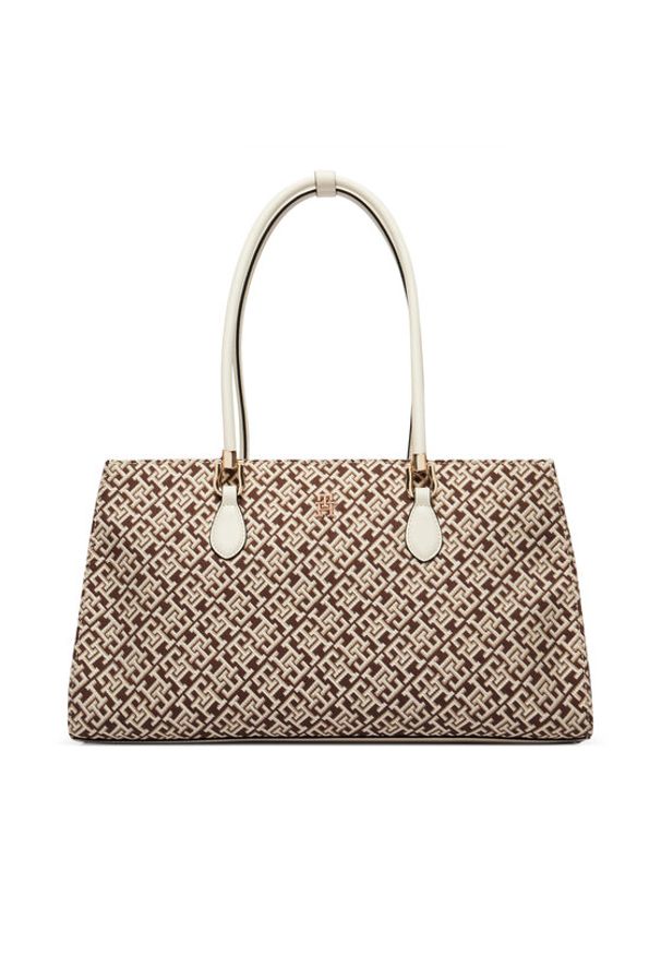 TOMMY HILFIGER - Tommy Hilfiger Torebka Th Grace Satchel Jacquard AW0AW18754 Brązowy. Kolor: brązowy