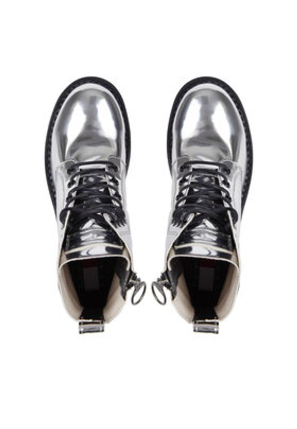 Tommy Jeans Botki Tjw Flatform Zip Up Metallic EN0EN02403 Szary. Kolor: szary. Materiał: skóra