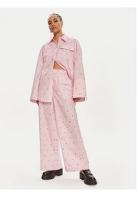 ROTATE Spodnie materiałowe 1125002976 Różowy Straight Fit. Kolor: różowy. Materiał: bawełna