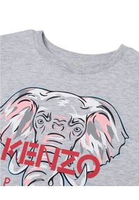 Kenzo kids - KENZO KIDS - Szara sukienka Elephant 2-10 lat. Kolor: szary. Materiał: bawełna. Wzór: aplikacja, nadruk. Sezon: lato #2