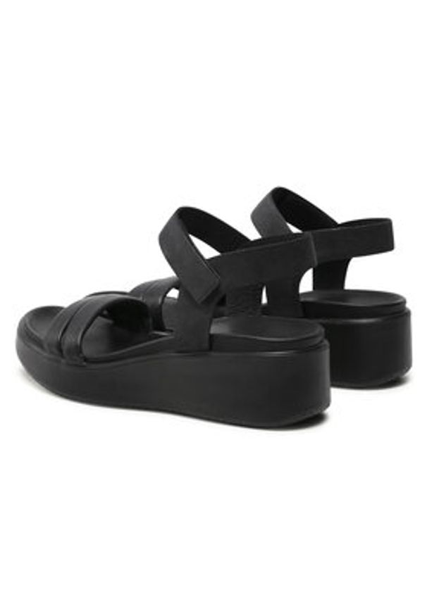 ecco - ECCO Sandały Flowt Wedge Lx W 27330351052 Czarny. Kolor: czarny. Materiał: nubuk, skóra