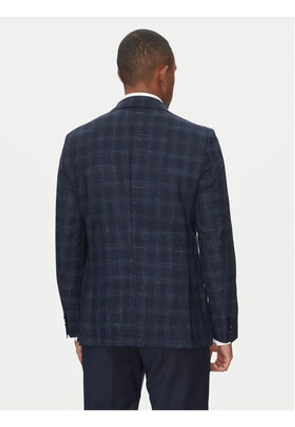 BOSS Marynarka H-Hutson-233 50535057 Granatowy Slim Fit. Kolor: niebieski. Materiał: wełna