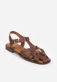 Born2be - Ciemnobrązowe Sandały VICES z Przeplatanymi Paskami i Elegancką Aplikacją Peticea. Okazja: na co dzień. Zapięcie: pasek. Kolor: brązowy. Materiał: jeans. Wzór: aplikacja. Sezon: lato. Styl: elegancki #6