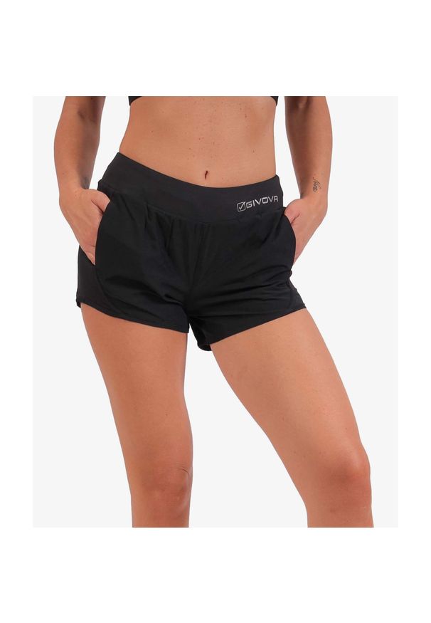 Szorty damskie Givova. Kolor: czarny. Długość: krótkie. Sport: fitness
