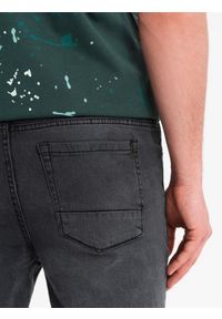Ombre Clothing - Męskie krótkie spodenki jeansowe z przetarciami i podwiniętą nogawką – szare V3 OM-SRDS-0186 - XXL. Okazja: na co dzień. Kolor: szary. Materiał: jeans. Długość: krótkie. Wzór: aplikacja. Sezon: lato. Styl: casual #6