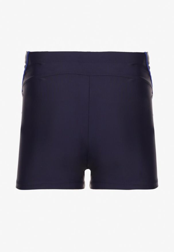 Born2be - Granatowe Kąpielówki z Ozdobnymi Paskami i Kieszonką Firalise. Kolor: niebieski. Wzór: paski