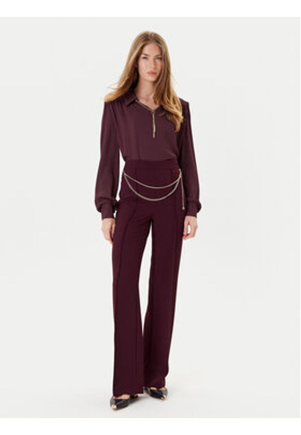 TwinSet - TWINSET Spodnie palazzo 252TP2281 Bordowy Wide Leg. Kolor: czerwony. Materiał: syntetyk