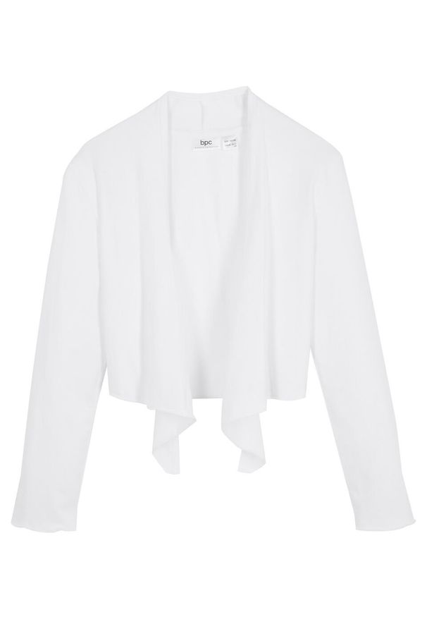 Bolerko shirtowe dziewczęce, wiązane z przodu bonprix biały. Kolor: biały. Materiał: elastan, materiał, bawełna