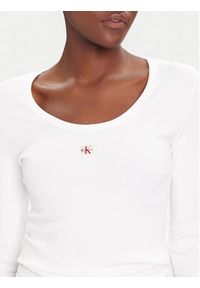 Calvin Klein Jeans Bluzka LV047D218G Biały Slim Fit. Kolor: biały. Materiał: bawełna #3