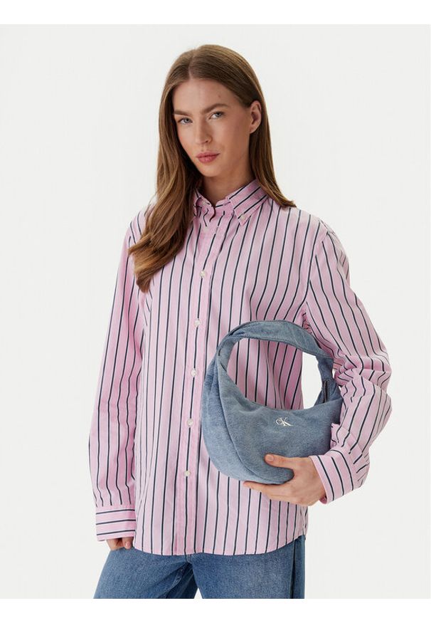 Calvin Klein Torebka Denim Soft Crescent Sm LV04F3207G Niebieski. Kolor: niebieski