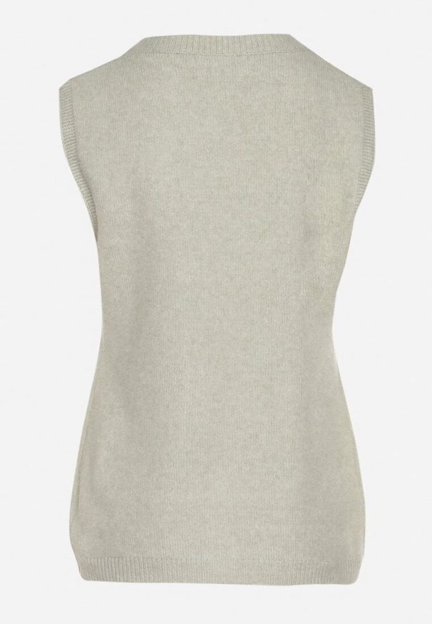 Born2be - Jasnozielona Rozpinana Kamizelka Sweterkowa z Wełną Quilzeki. Okazja: na co dzień. Kolor: zielony. Materiał: wełna. Styl: casual, elegancki, klasyczny