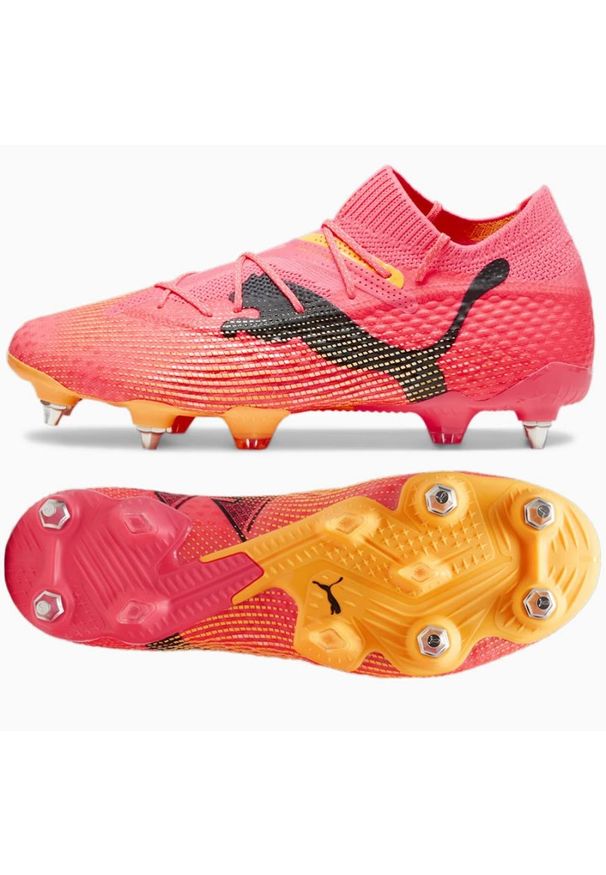 Buty Puma Future 7 Ultimate MxSG 107700 03 różowe. Kolor: różowy. Materiał: materiał, syntetyk. Szerokość cholewki: normalna. Sport: piłka nożna