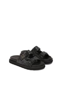 Kazar - Czarne klapki z błyszczącymi kryształkami. Kolor: czarny. Materiał: syntetyk, skóra. Wzór: aplikacja. Sezon: lato. Styl: elegancki, glamour, wizytowy #7