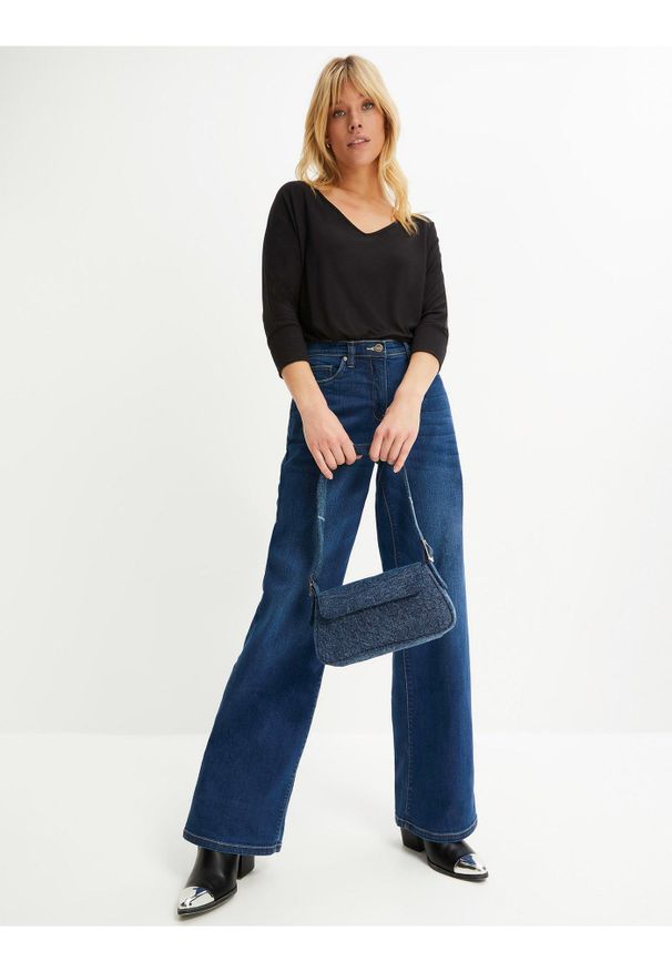bonprix - Bluzka oversize z lejącej wiskozy. Kolor: czarny. Materiał: wiskoza