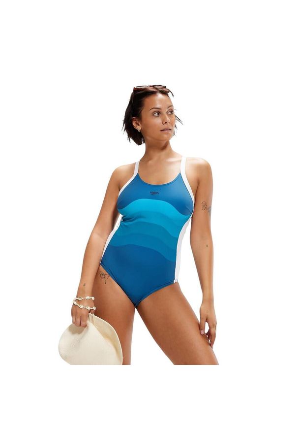 Strój Kąpielowy Speedo Shaping Entwine Printed – Niebiesko-Biały – Rozmiar 32. Kolor: niebieski