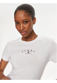 Tommy Jeans T-Shirt Essential Logo DW0DW18140 Biały Slim Fit. Kolor: biały. Materiał: syntetyk #4